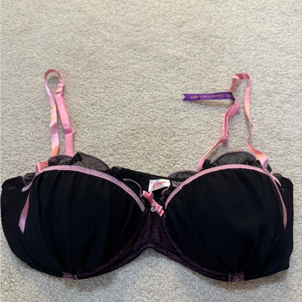 Candie's Black Bra with Pink Trim and Straps